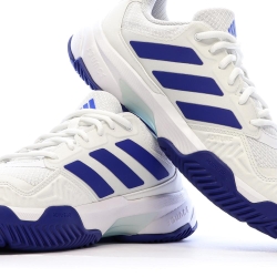 Baskets Blanches/Bleu Homme Adidas Courtjam