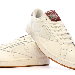Baskets Blanches/Bordeaux Homme Reebok Club Grounds