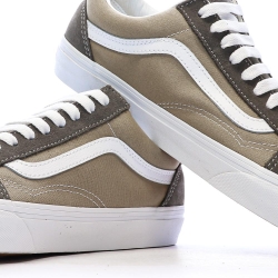 Baskets Marron/Beige Homme Vans Old Skool Canvas Block B