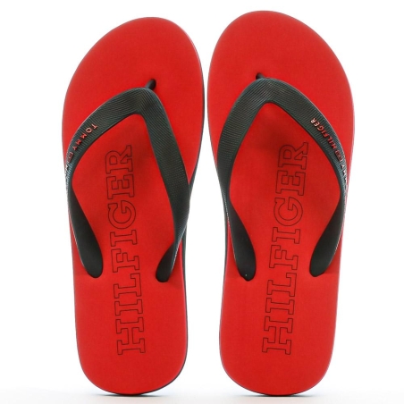 Tongs Noires/Rouges Homme Tommy Hilfiger Rubber