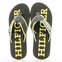 Tongs Noire/Jaune Homme Tommy Hilfiger Patch Beach