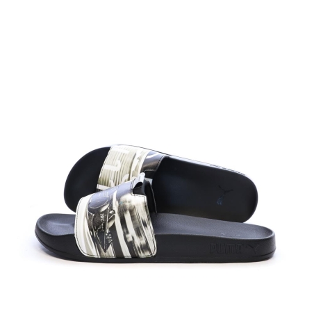 Claquettes Blanches/Noires/Argent Homme Puma 308368