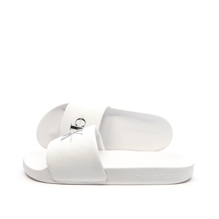 Claquettes Blanches Homme Calvin Klein Jeans Slide Monogram