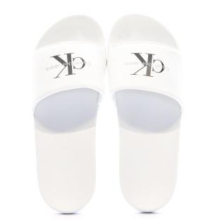 Claquettes Blanches Homme Calvin Klein Jeans Slide Monogram
