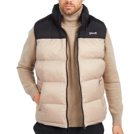 Doudoune sans manche Beige Homme Schott Utahv