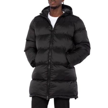 Doudoune longue noire à capuche Noir Homme Schott MICKS