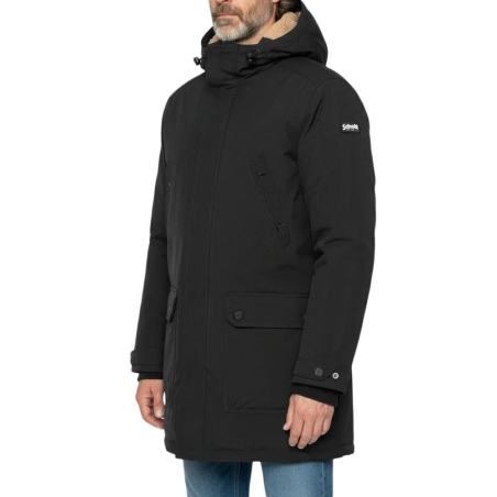 Parkas Noir Homme Schott Parka Fixe Doublee Sherpa