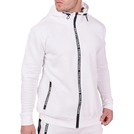 Veste Zippé à Capuche Blanc Homme Project X Paris Basic