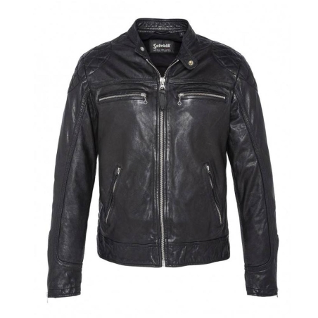 Blouson en Cuir Noir Homme Schott LCSPYDER25