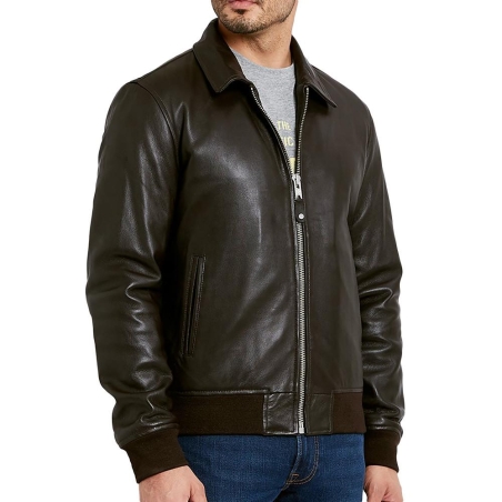 Blouson cuir Marron Homme Schott Mens Leather Pilot