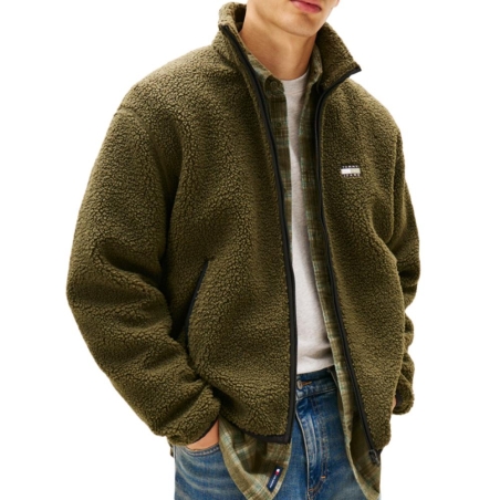 Veste en Sherpa Vert Homme Tommy Hilfiger Badge