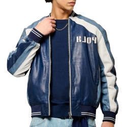 Veste en Cuir Bleu Homme Kaporal Last