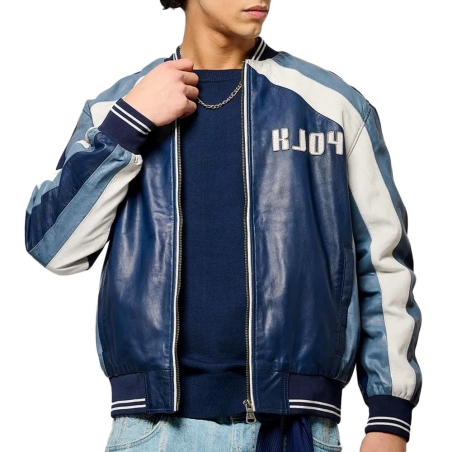 Veste en Cuir Bleu Homme Kaporal Last