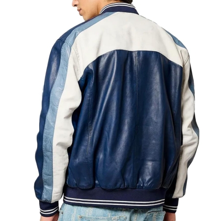 Veste en Cuir Bleu Homme Kaporal Last