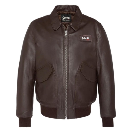 Blouson cuir Marron Homme Schott LCJET