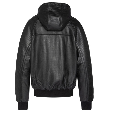 Blousons Noir Homme Schott Cuir Capuche