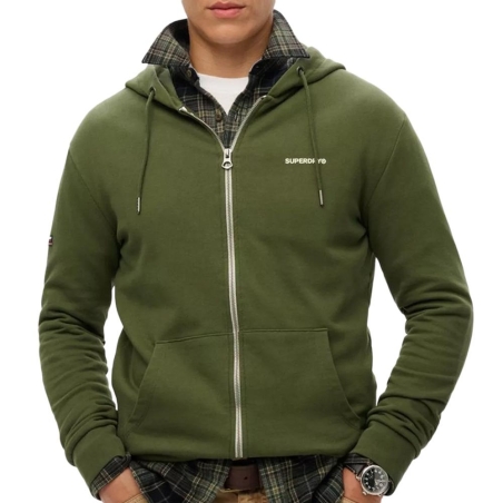 Sweat Zippé Kaki Homme Superdry Plain Hood