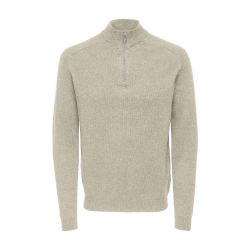 Pull 1/4 Zip Beige Homme Only & Sons Reg 7