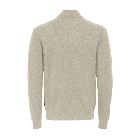 Pull 1/4 Zip Beige Homme Only & Sons Reg 7
