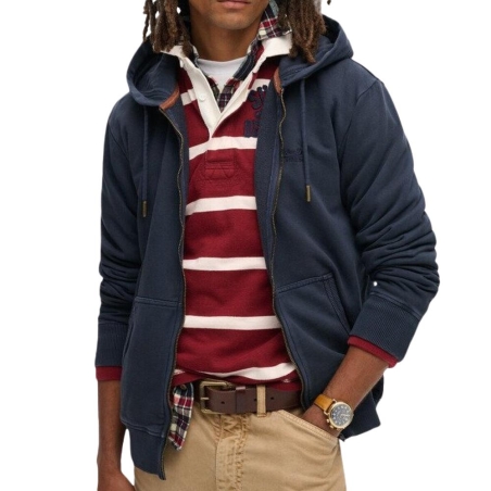 Sweat Zippé Marine Homme Superdry Essential Washed Ziphood