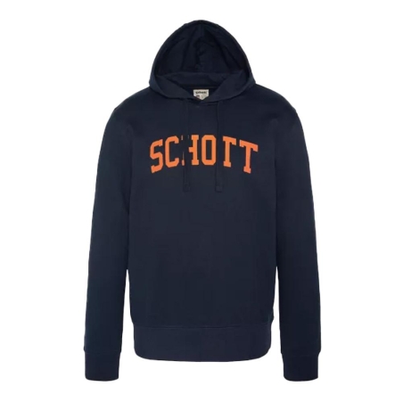 Sweat à capuche Marine/orange Homme Schott Logo