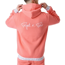 Sweat à Capuche Zippé Rose Homme Project X Paris Logote