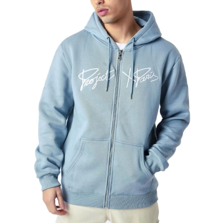 Sweat Zippé Bleu Homme Project X Paris Broderie Origin