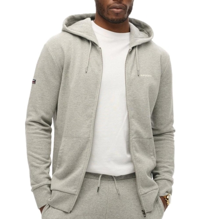 Sweat Zippé Gris Homme Superdry Plain Hood