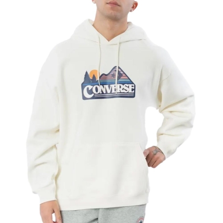 Sweat à Capuche Blanc Homme Converse Elevated Logo Graphic