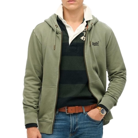 Sweat Zippé Kaki Homme Superdry Essential Washed Ziphood