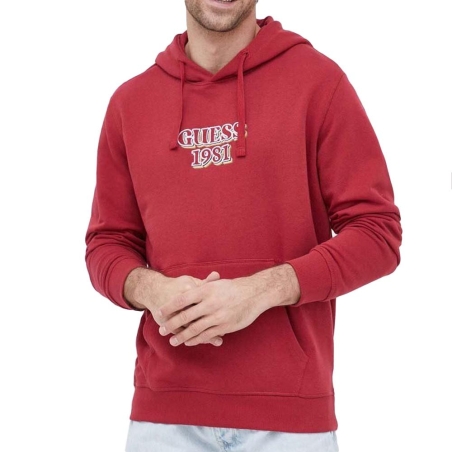 Sweat à Capuche Rouge Homme Guess Embro