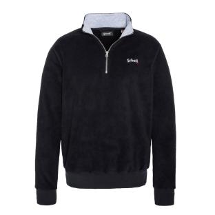 Sweat Polaire Noir Homme Schott Half Zipped
