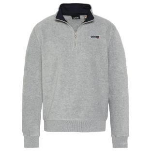 Sweat Polaire Gris Homme Schott Half Zipped