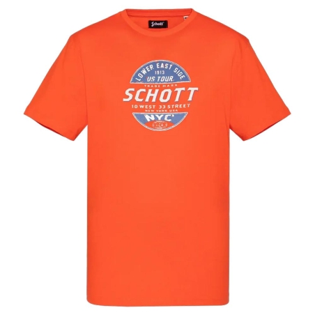 T-shirt Orange Homme Schott TSUSTOUR