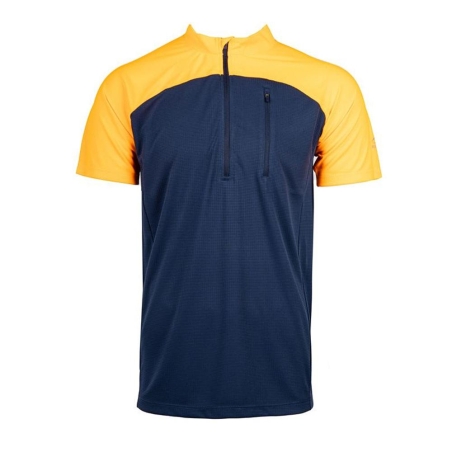 T-Shirt Bleu/Orange Homme Best Mountain RANDO 100