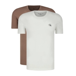T-shirt Blanc/Marron Homme Calvin Klein Jeans J30J320199