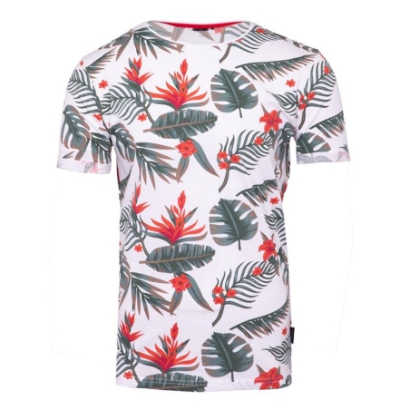 T-shirt Blanc/Rouge Homme La Maison Blaggio Fleur