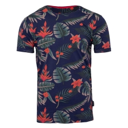 T-shirt Marine/Rouge Homme La Maison Blaggio Fleur