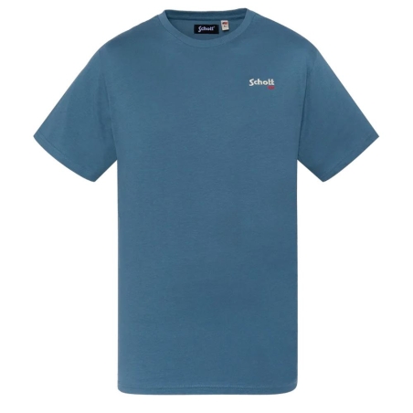 T-Shirt Bleu Homme Schott Brode
