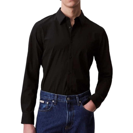 Chemise Noir Homme Calvin Klein Jeans Tech Stretch Slim