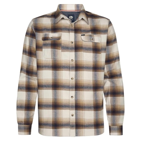 Chemise Carreaux Marron/Beige Homme Petrol Industries Sleeve Check