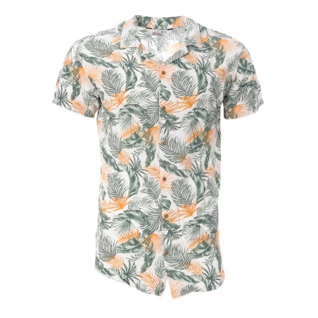 Chemise Blanche/Verte à Motifs Homme RMS26 Tropic