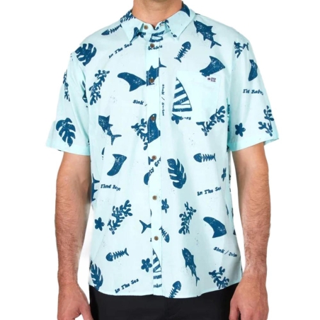 Chemisette Manches Courtes Bleu Homme Salty Crew Twisted Tides