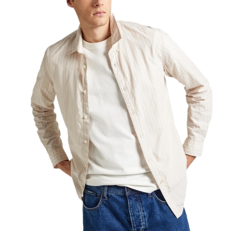 Chemise Beige/Blanche Homme Pepe jeans Peter