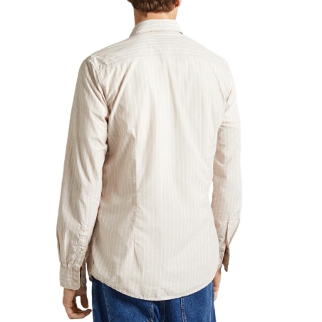 Chemise Beige/Blanche Homme Pepe jeans Peter
