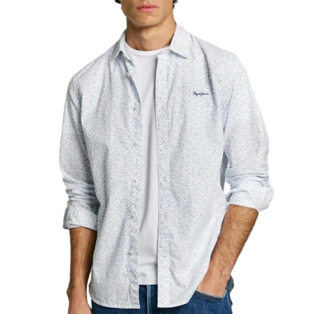 Chemise Blanc/Bleu Homme Pepe jeans Anson