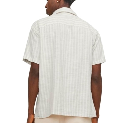 Chemisette Rayures Blanc/Beige Homme Jack & Jones Cabana