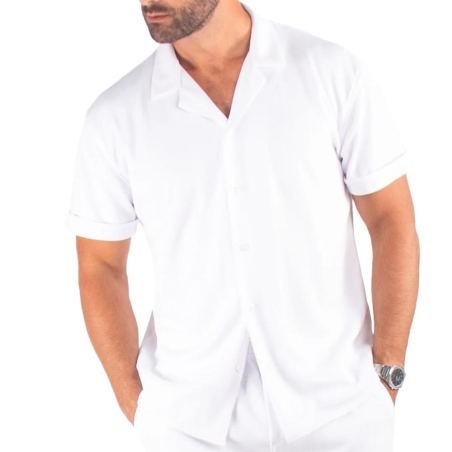 Chemise Manches Courtes Blanche Homme Paname Brothers