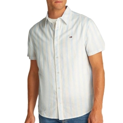 Chemisette Rayures Blanc/Bleu Homme Tommy Hilfiger Linen Blend