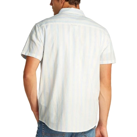 Chemisette Rayures Blanc/Bleu Homme Tommy Hilfiger Linen Blend